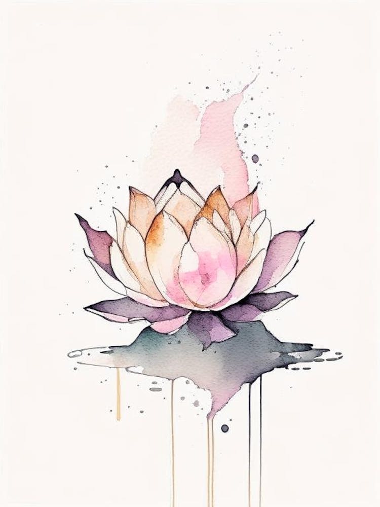 Lotus Flower, Buddhist Symbol Minimal Watercolour 3