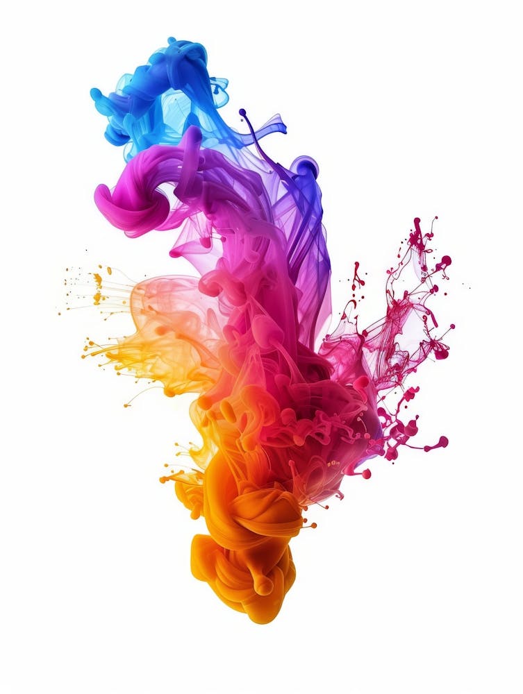 Colorful Ink Splash On White Background