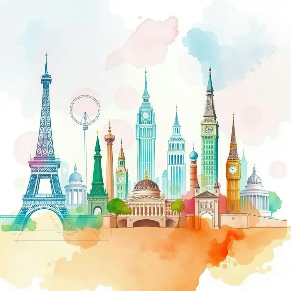 Watercolor Skyline Of London