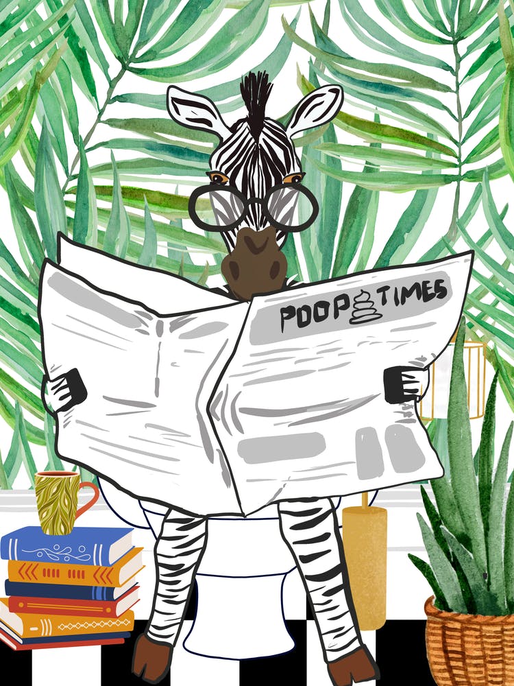 Zebra in Toilet- Funny Animal Bathroom 