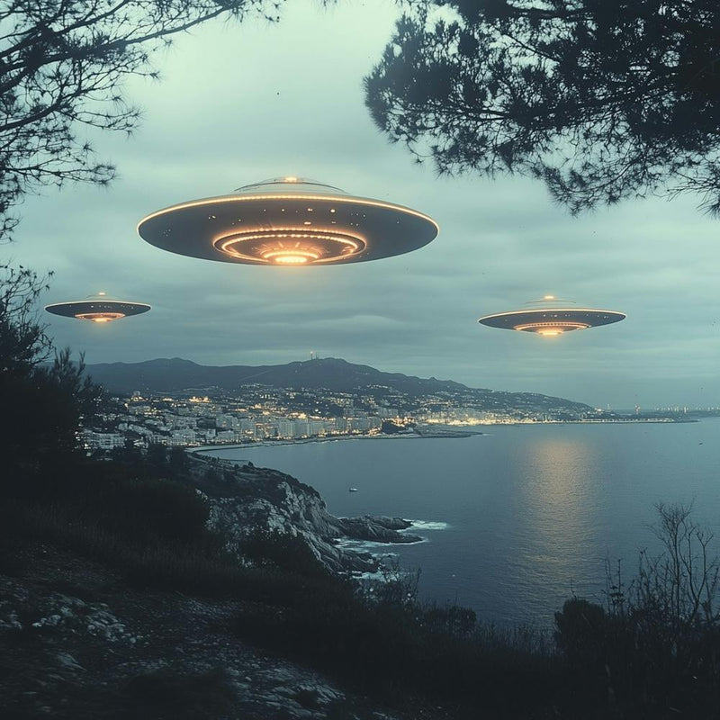Aliens Flying Over The Sea