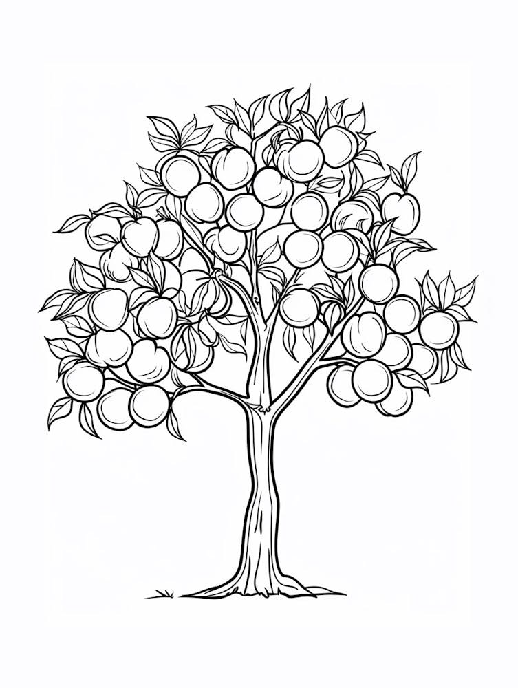 Peach Tree Minimalistic Drawing 4