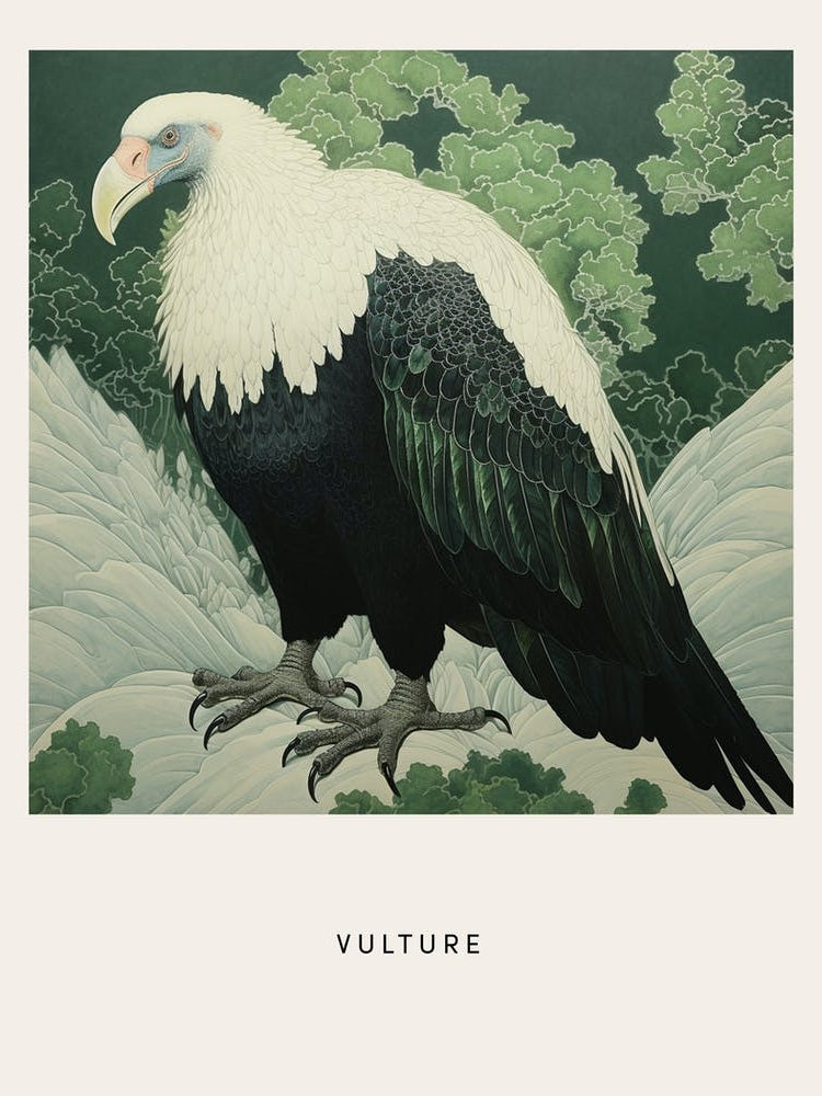 Ohara Koson Inspired Bird Painting Vulture 3 Poster