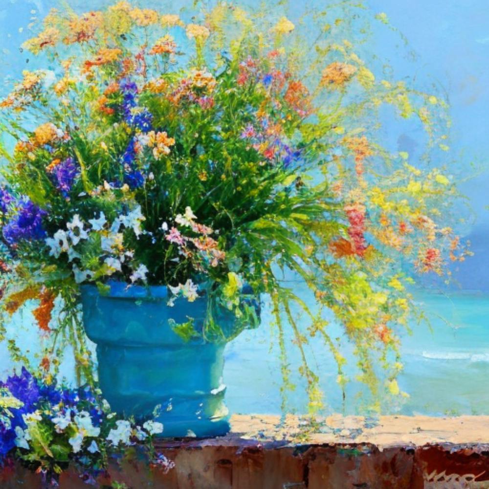 Flowers In A Blue Vase 1