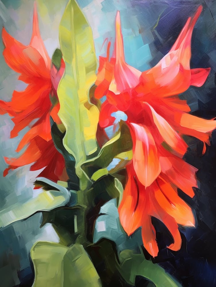 Cactus Painting Christmas Cactus 3