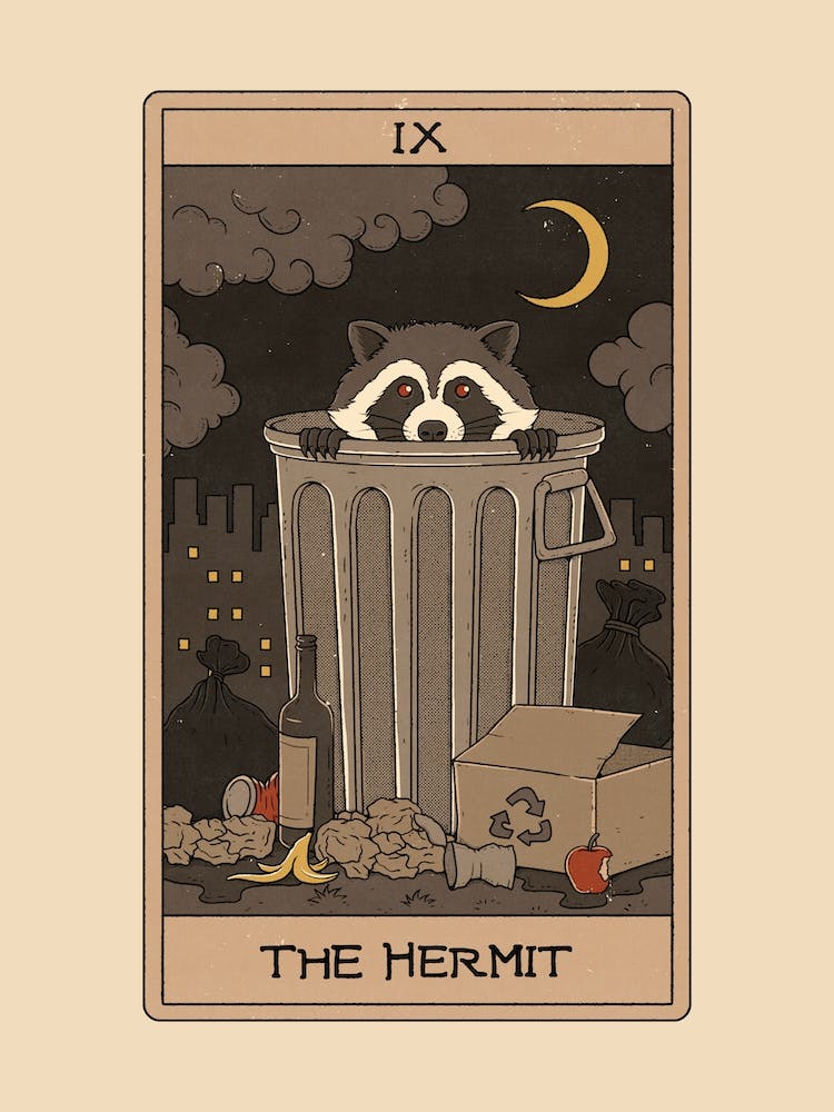 The Hermit   Raccoons Tarot