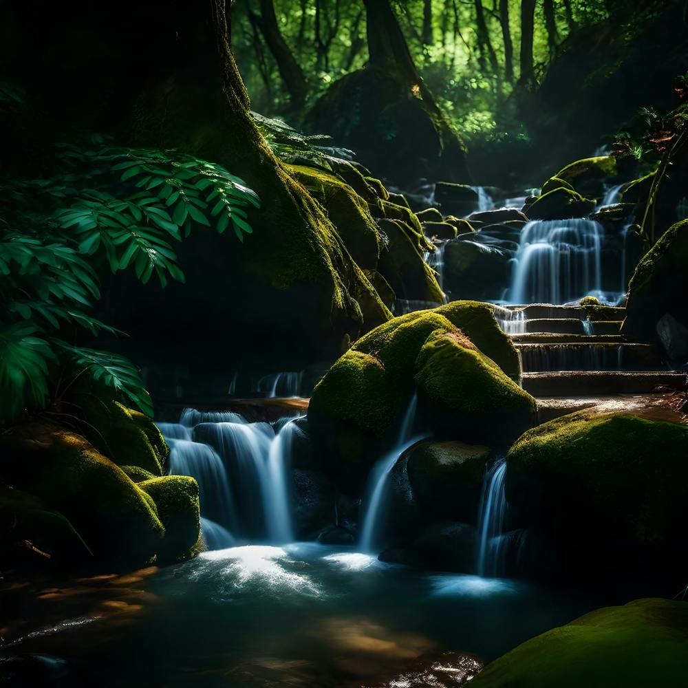Cascade Dans la Forêt
