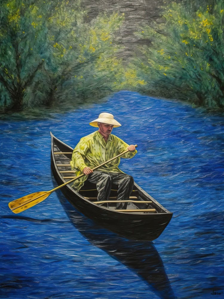 Canoeing In The Style Of Van Gogh 1