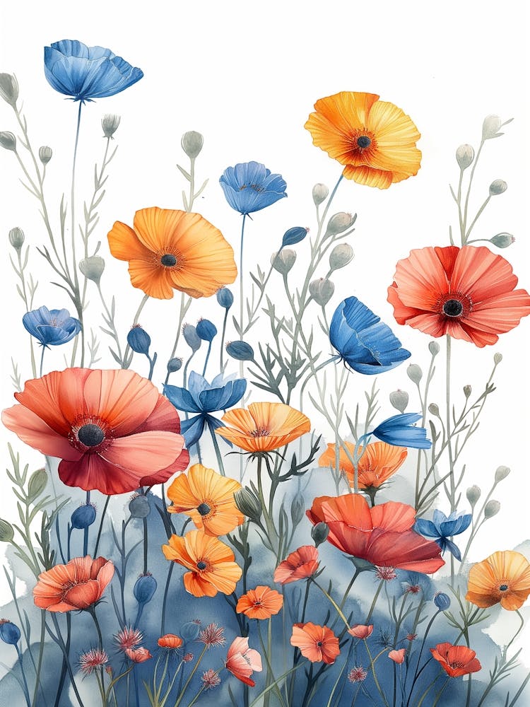 Watercolor Poppies