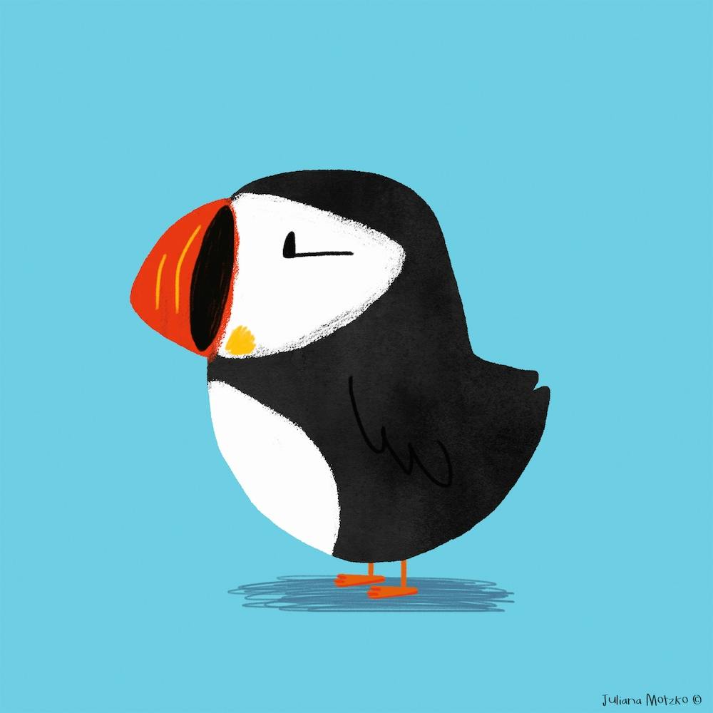 Tiny Puffin Bird Square