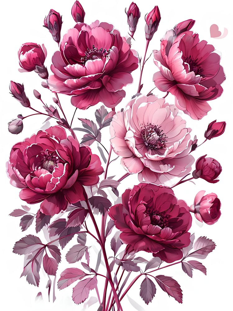 Abstract Pink Flower Botanical