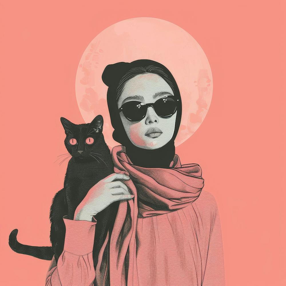 Confident Woman With Cat