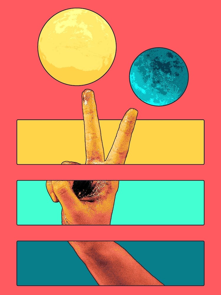 Peace Sign Stripes And Planets
