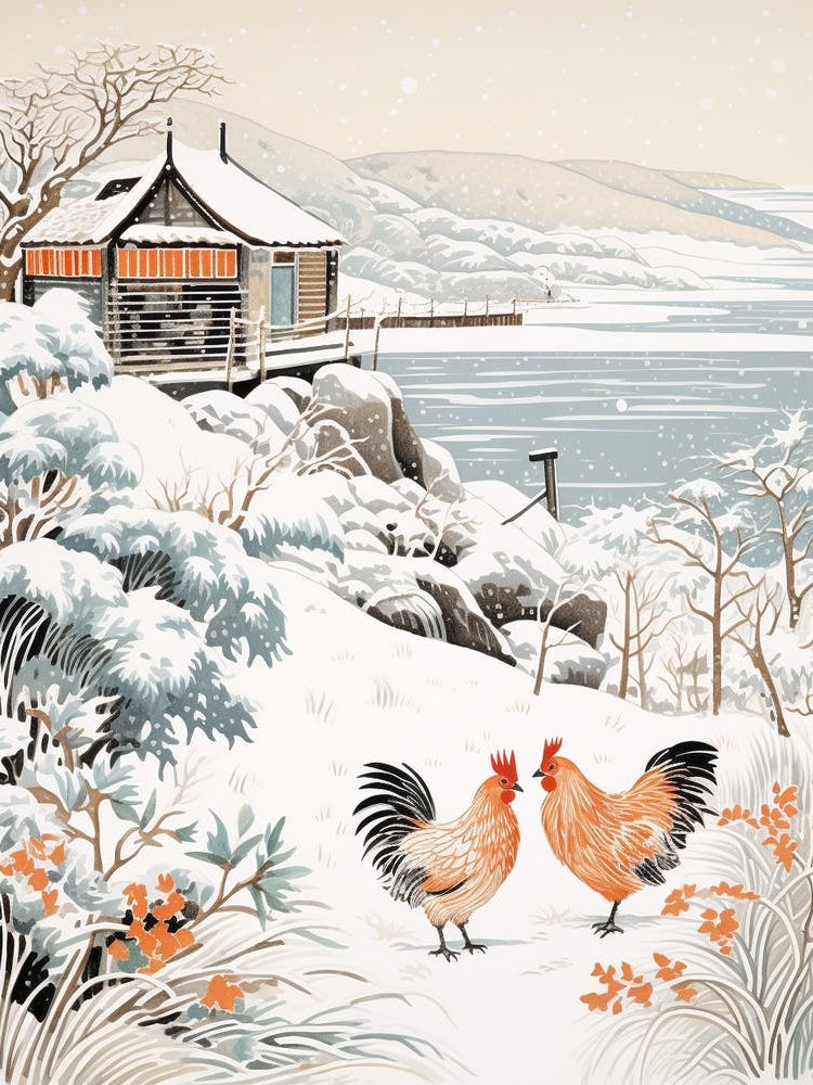 Winter Bird Painting Chicken 3