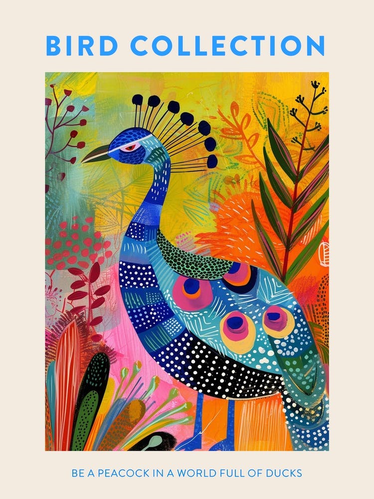 Peacock Dots & Patterns Poster