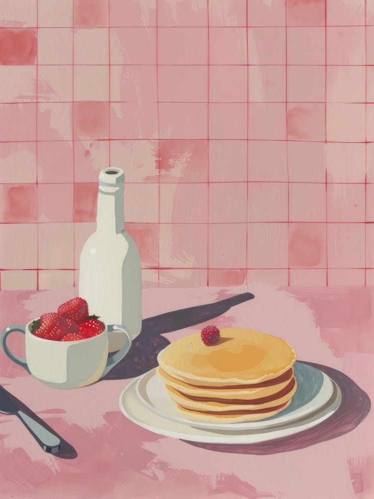 Pink Breakfast Food Pancakes 4