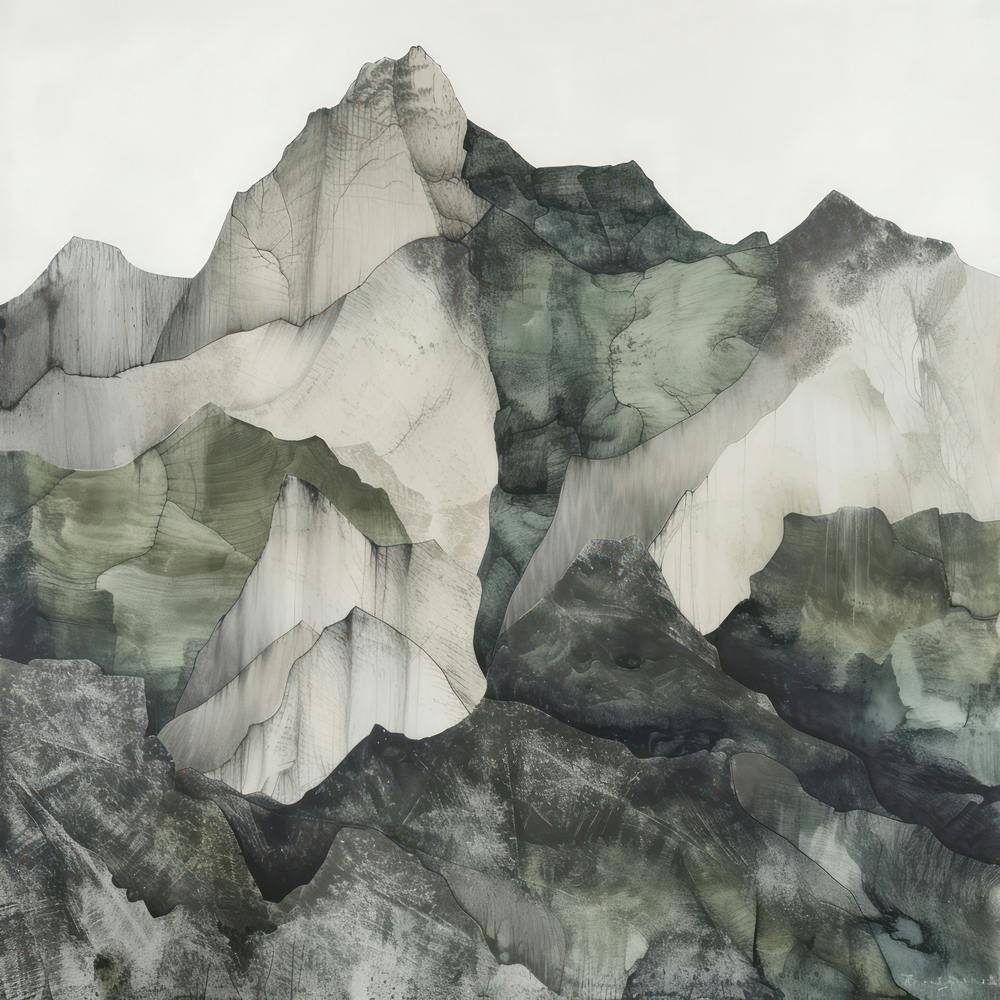 Japanese Watercolour Of Mount Hotaka 6