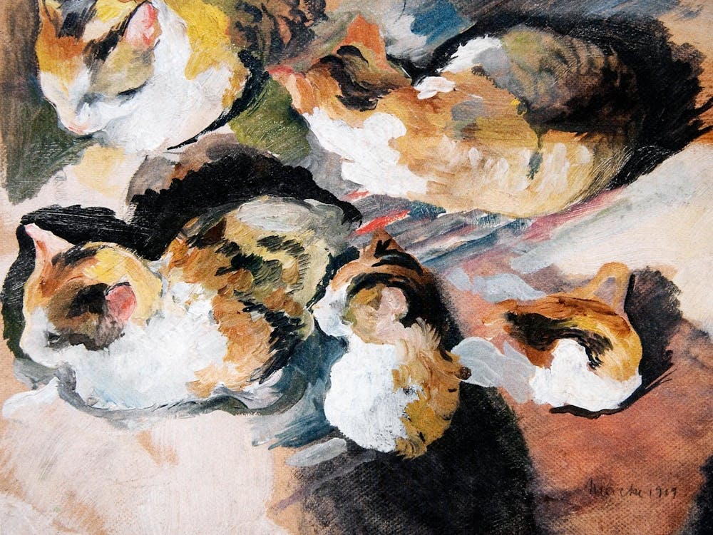 August Macke S Katzenstudien (Study Of A Cat) (1909) Famous Painting, Original From Wikimedia Commons