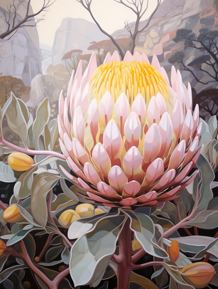 Protea 3 Flower Painting