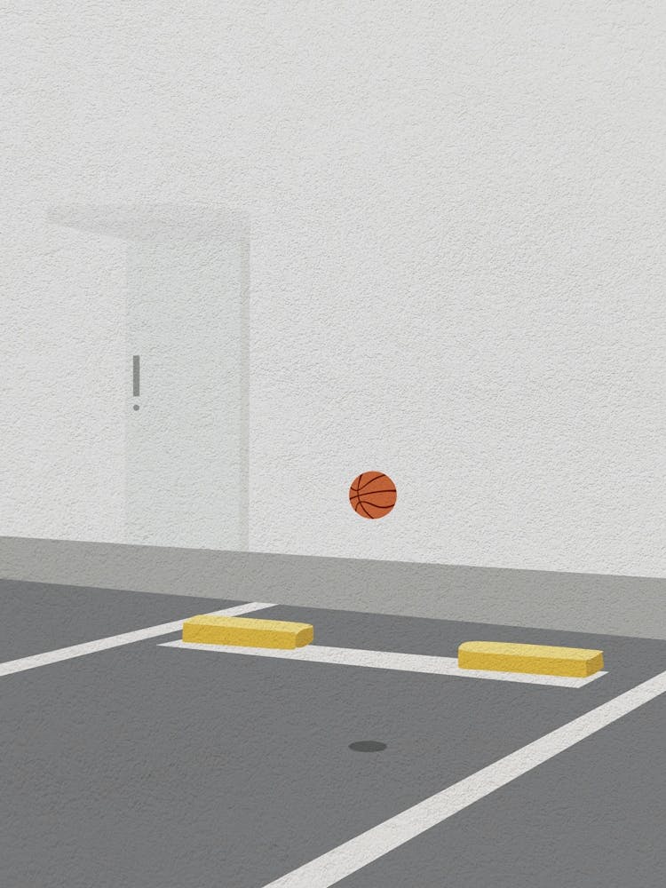 Minimal art Basketball In A Parking Lot