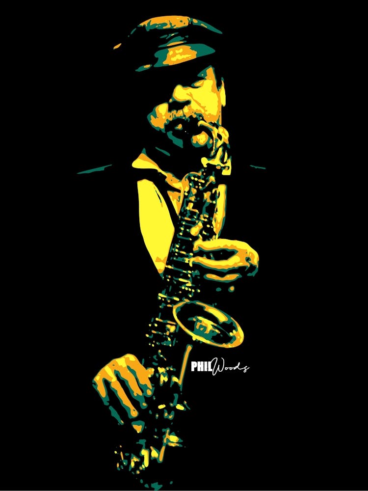 Phil Woods American Jazz Saxophonist in Colorful Pop Art Illustration