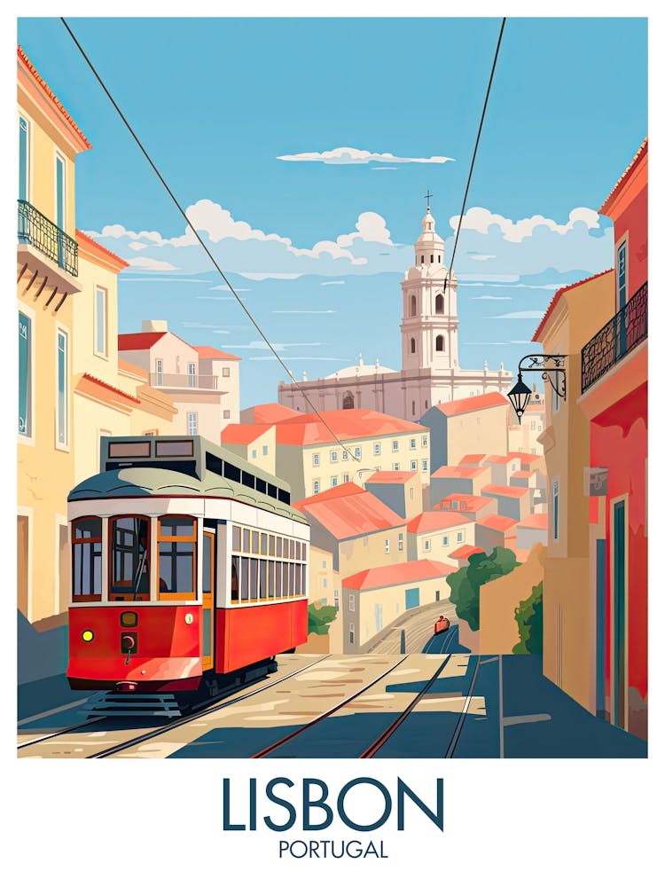 Lisbon Travel Print Portugal Gift