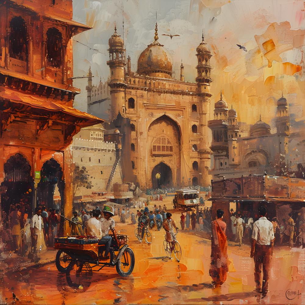 Street Scene Of Hyderabad