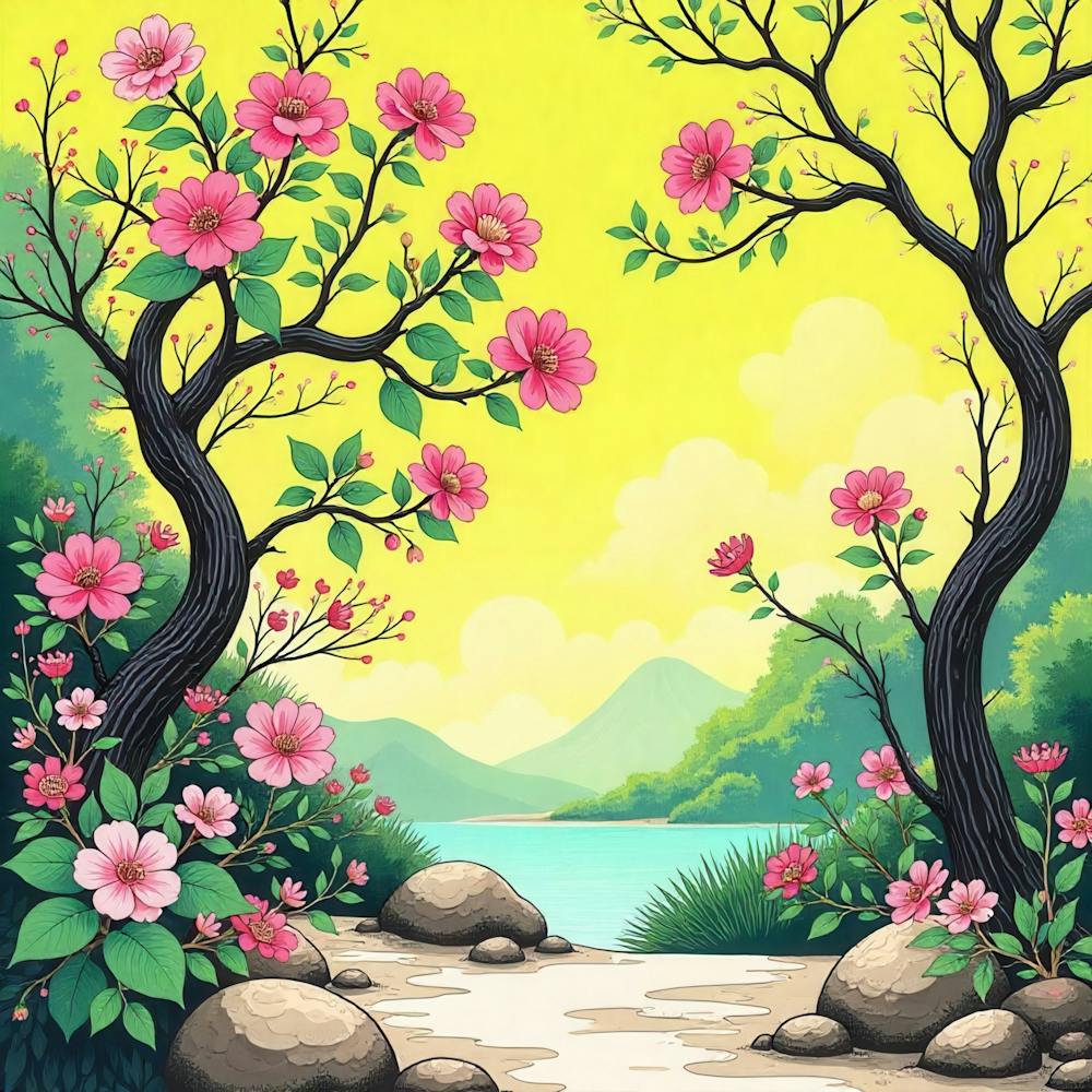 Landschaft mit Blumen 1