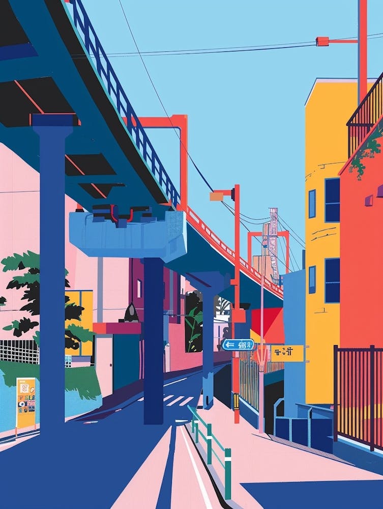 Yokohama Japan 1 Colourful Illustration