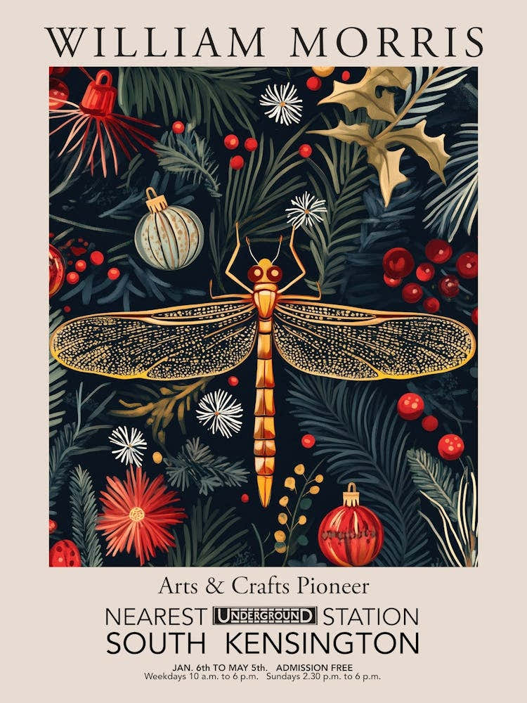 William Morris Prints Dragonfly Christmas Gift Winter Vintage