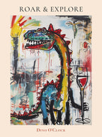 Graffiti Style Dinosaur Drinking Wine 1 Poster