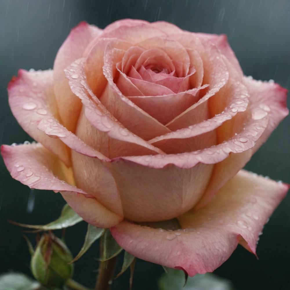 Pink Rose In The Rain