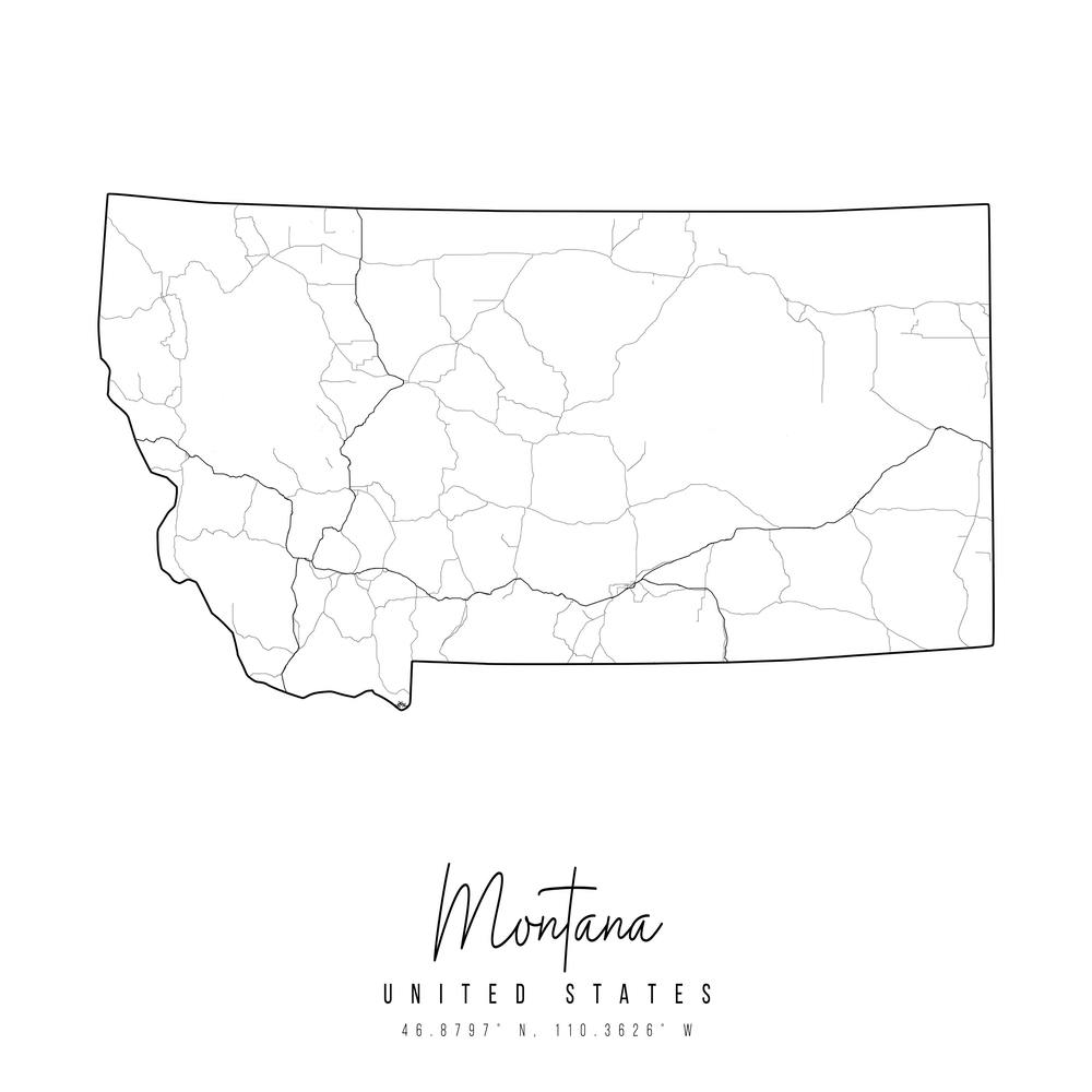 Montana Minimal Street Map Square