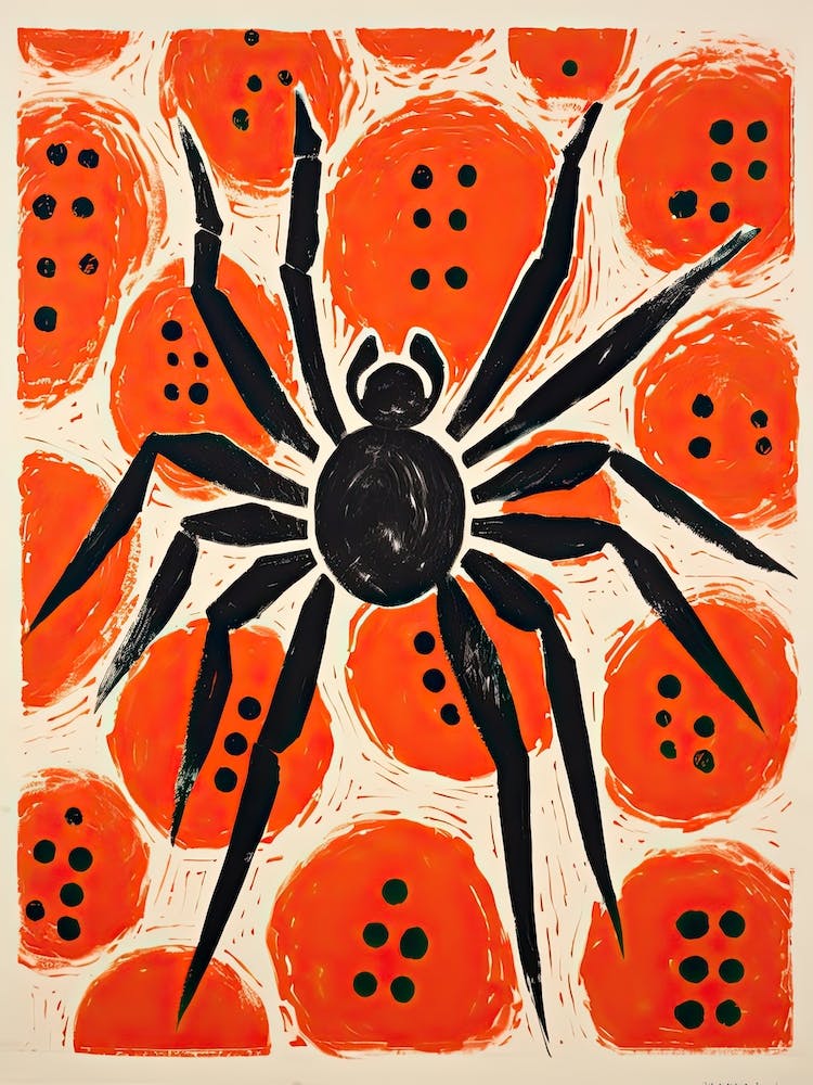 Spider, Woodblock Animal  Drawing 2