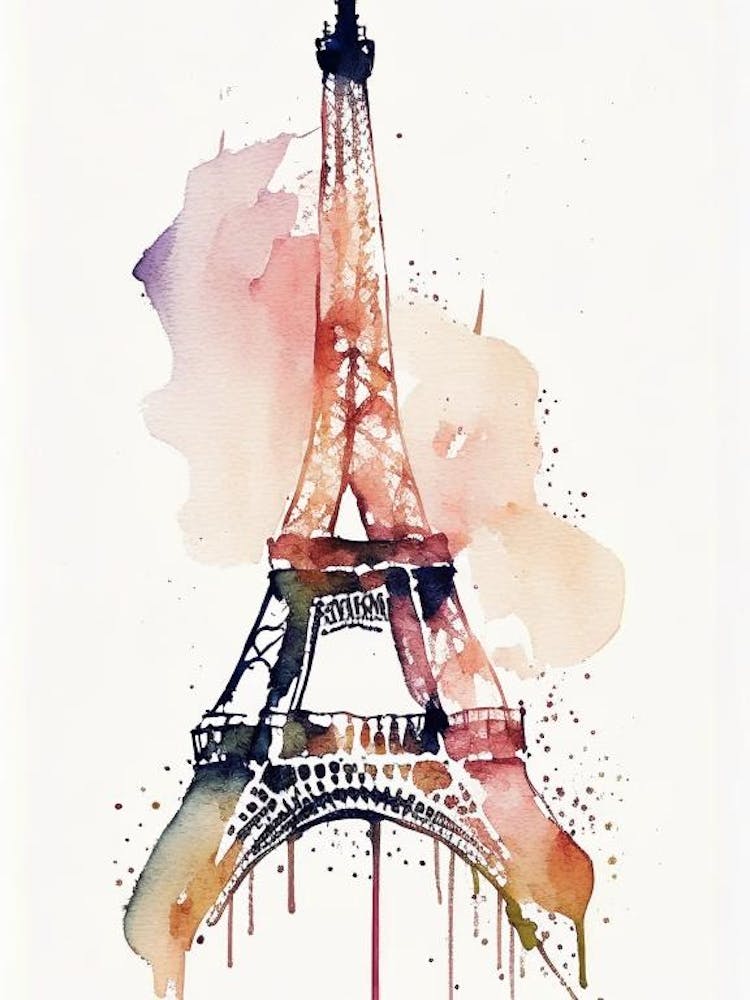 Eiffel Tower Symbol 1 Minimal Watercolour