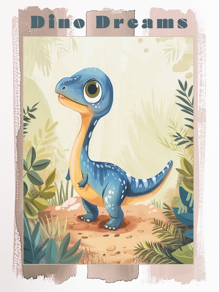 Niedlicher Cartoon-Dinosaurier Aquarell 1 Poster