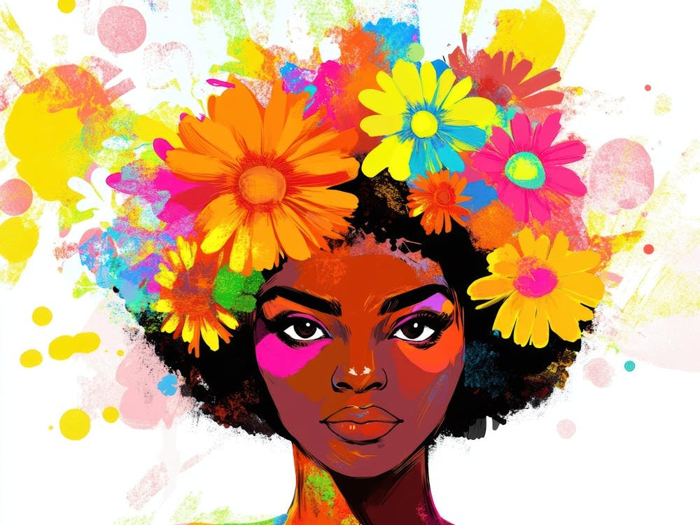 Afro Girl With Flowers 5