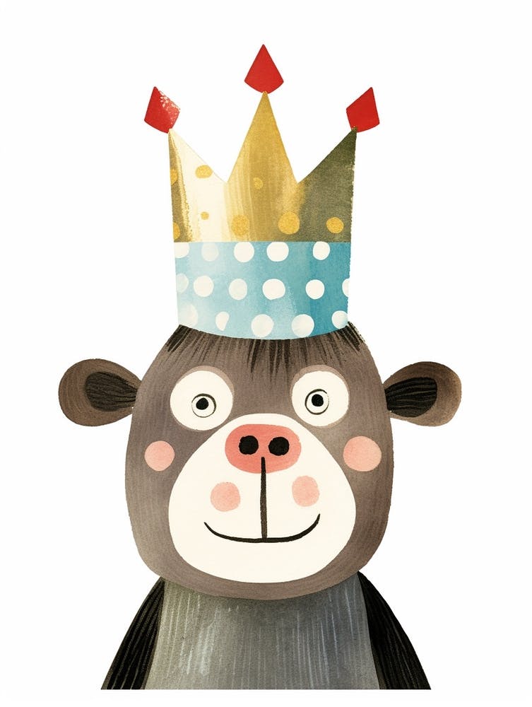 Little Chimpanzee 2 Wearing A Crown