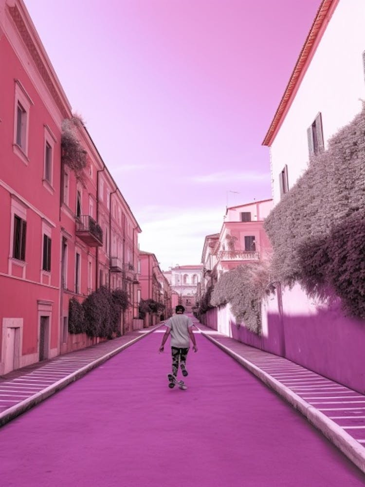 Skateboarding In Rome Italy Futuristic 3