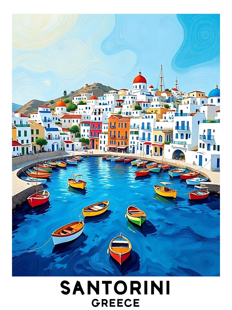Santorini - Greece Vintage Travel Poster 45