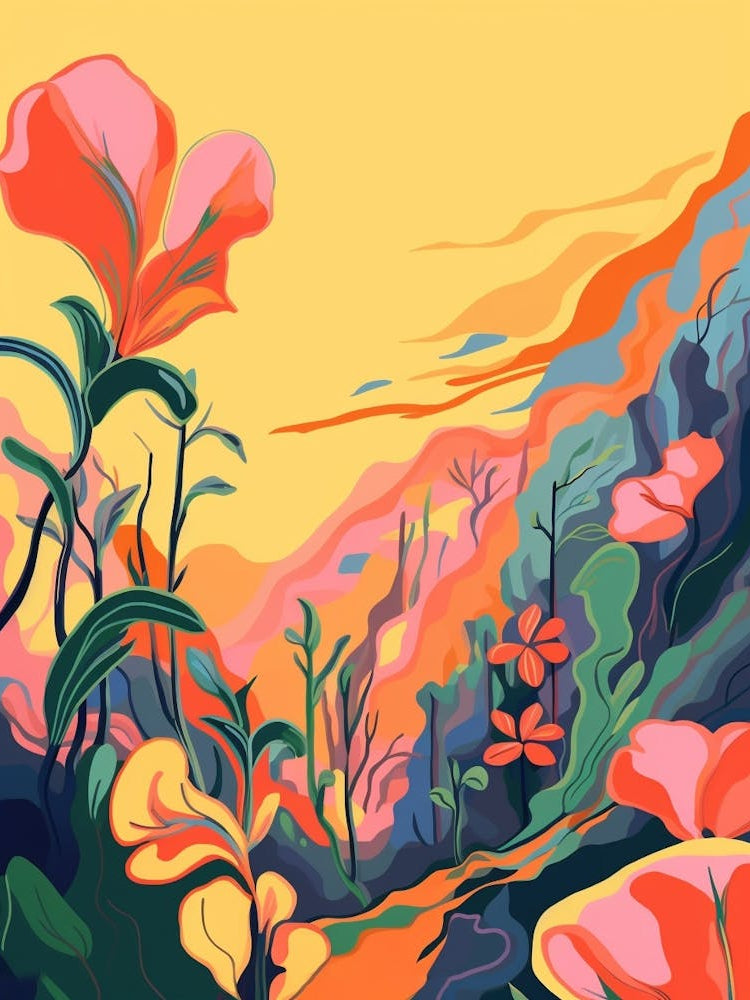 Boho Wildflower Painting Evening Primrose 1