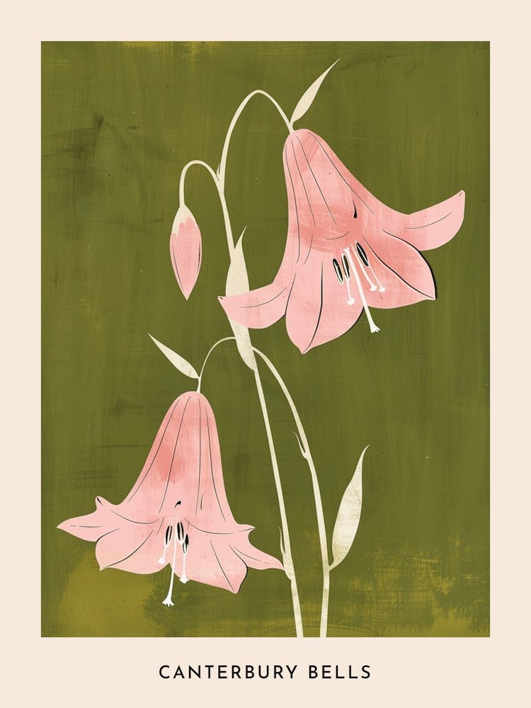 Rosa & Grüne Glockenblumen 1 Blumenposter