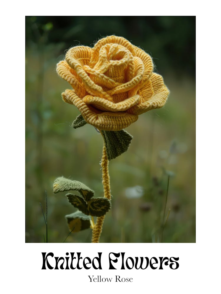 Knitted Flowers Yellow Rose 3