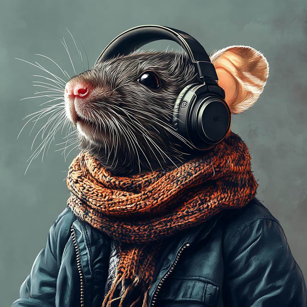 Cool Rat With Headphones 2