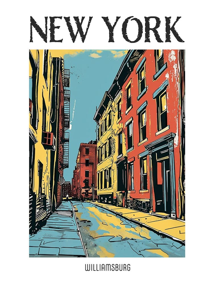 Williamsburg New York Colourful Silkscreen Illustration 2 Poster