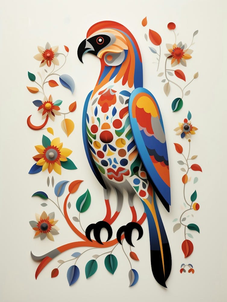Scandinavian Bird Illustration Hawk 2
