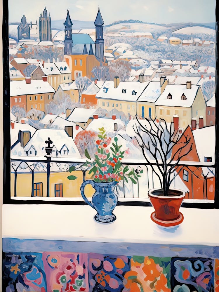 The Windowsill Of Prague   Czech Republic Snow Inspired By Matisse 1