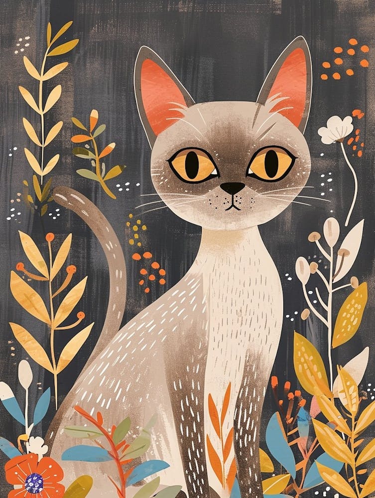 Egyptian Mau Cat Storybook Illustration 1