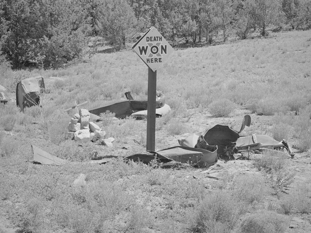 Marker Of Accident On Highway In Bernalillo County, New Mexico By Russell Lee