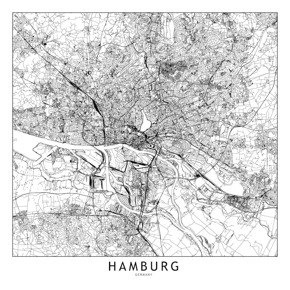 Hamburg White Map Square